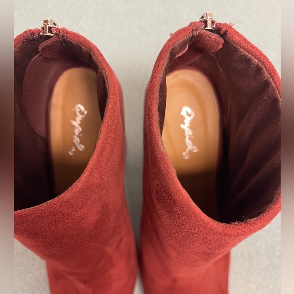 Qupid Stretch Suede Peep Toe Ankle Boots Women’s 6.5 Merlot Colored🍁 - Picture 5 of 9